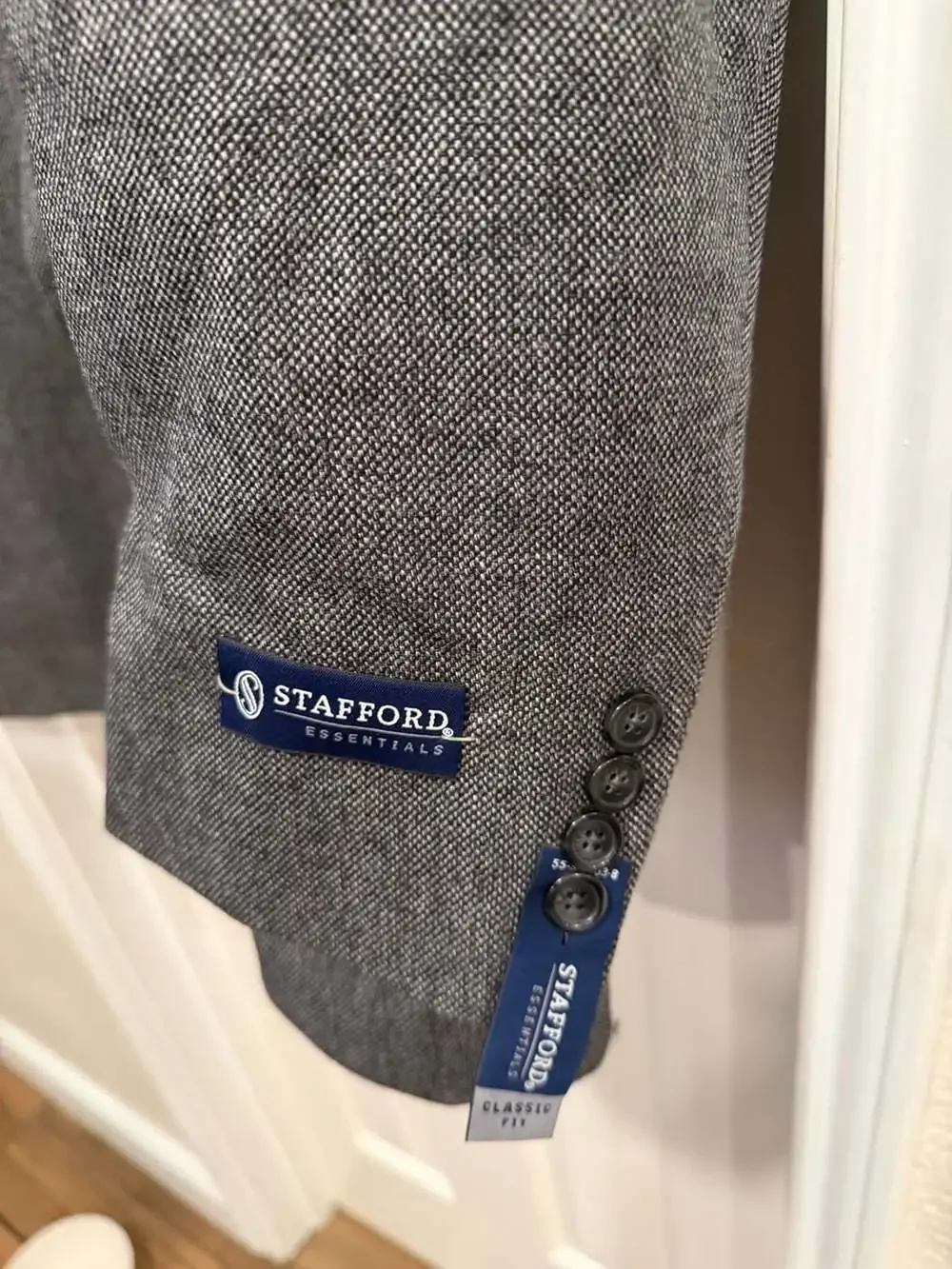 Stafford Essentials Sport Coat 50R Gray 100% Wool Classic Fit Blazer NWT